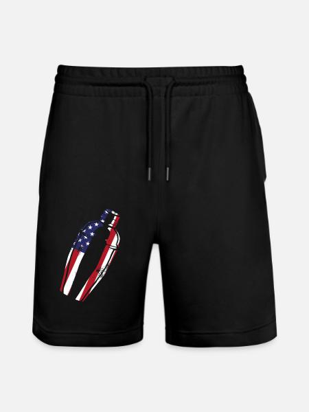 Bartender Mixologist American Flag - Stanley/Stella Trainer Unisex Organic Jogging Shorts - black