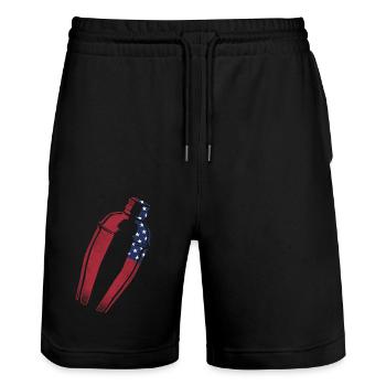 Bartender Mixologist American Flag - Stanley/Stella Trainer Unisex Organic Jogging Shorts - black - Front - Nik (191cm) & Marisol (170cm)