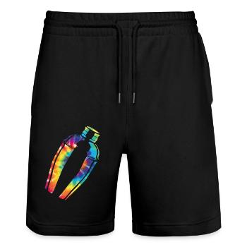 Bartender Mixologist Tie Dye - Stanley/Stella Unisex Bio Joggingshorts Trainer  - Schwarz - Vorne - Nik (191cm) & Marisol (170cm)