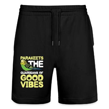 Parakeets The Guardians Of - Stanley/Stella Unisex Bio Joggingshorts Trainer  - Schwarz - Vorne - Nik (191cm) & Marisol (170cm)