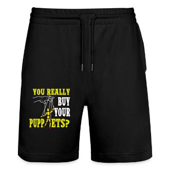 You Really Buy Your Puppets? - Stanley/Stella Unisex Bio Joggingshorts Trainer  - Schwarz - Vorne - Nik (191cm) & Marisol (170cm)