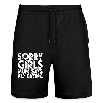 Sorry Girls Mum Sagt KeinDate Babyparty - Stanley/Stella Unisex Bio Joggingshorts Trainer  - Schwarz - Vorne - Nik (191cm) & Marisol (170cm)