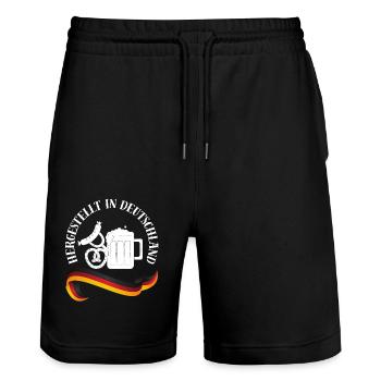 Germany, Deutschland, German, Patriotismus - 8 - Stanley/Stella Unisex Bio Joggingshorts Trainer  - Schwarz - Vorne - Nik (191cm) & Marisol (170cm)