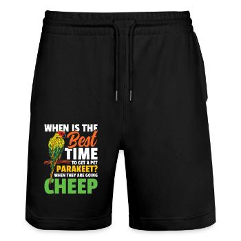 When Is The Best Time To Get A Pet Parakeet - Stanley/Stella Unisex Bio Joggingshorts Trainer  - Schwarz - Vorne - Nik (191cm) & Marisol (170cm)