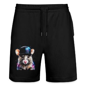 Opossum Snapback Cap Cool Tier Design Print - Short de jogging bio TRAINER Stanley/Stella unisexe - noir - Devant - Nik (191cm) & Marisol (170cm)