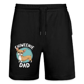 Chiweenie Papa - Fier propriétaire d’un mignon - Short de jogging bio TRAINER Stanley/Stella unisexe - noir - Devant - Nik (191cm) & Marisol (170cm)