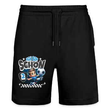 2. Geburtstag Fußball Fußballspieler - Stanley/Stella Unisex Bio Joggingshorts Trainer  - Schwarz - Vorne - Nik (191cm) & Marisol (170cm)