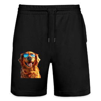 Golden Retriever Dog Dog Mom Dogs Lover - Stanley/Stella Trainer Unisex Organic Jogging Shorts - black - Front - Nik (191cm) & Marisol (170cm)