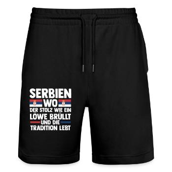 Serbe Serbe Serbie - Short de jogging bio TRAINER Stanley/Stella unisexe - noir - Devant - Nik (191cm) & Marisol (170cm)