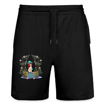 Girls Boat Boats Nature Nature Lover - Stanley/Stella Trainer Unisex Organic Jogging Shorts - black - Front - Nik (191cm) & Marisol (170cm)