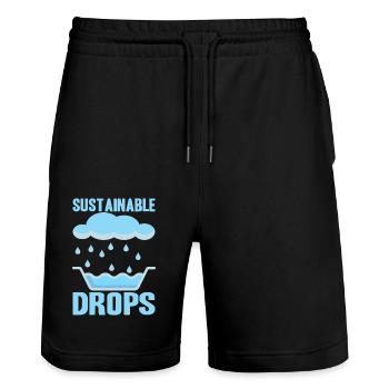 Réservoir d’eau de pluie - récupération de l’eau de pluie - Short de jogging bio TRAINER Stanley/Stella unisexe - noir - Devant - Nik (191cm) & Marisol (170cm)