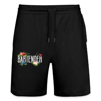 Barman Mixologue Fleurs - Short de jogging bio TRAINER Stanley/Stella unisexe - noir - Devant - Nik (191cm) & Marisol (170cm)