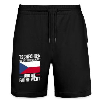 Tchèques République tchèque - Short de jogging bio TRAINER Stanley/Stella unisexe - noir - Devant - Nik (191cm) & Marisol (170cm)