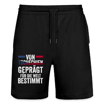 Tschechen Tschechisch Tschechien - Stanley/Stella Unisex Bio Joggingshorts Trainer  - Schwarz - Vorne - Nik (191cm) & Marisol (170cm)