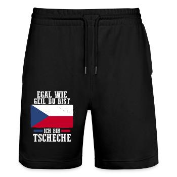 Tschechen Tschechisch Tschechien - Stanley/Stella Unisex Bio Joggingshorts Trainer  - Schwarz - Vorne - Nik (191cm) & Marisol (170cm)