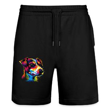 Jack Russell Terrier Bright Colors Dogs Russells - Stanley/Stella Trainer Unisex Organic Jogging Shorts - black - Front - Nik (191cm) & Marisol (170cm)