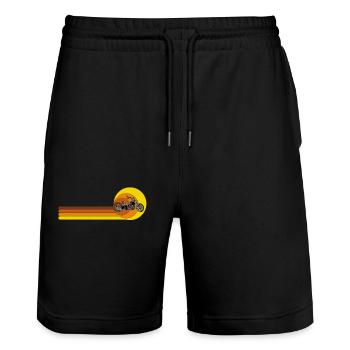 Trike Trikefahrer Motortrike Vintage Trike Bike - Stanley/Stella Unisex Bio Joggingshorts Trainer  - Schwarz - Vorne - Nik (191cm) & Marisol (170cm)