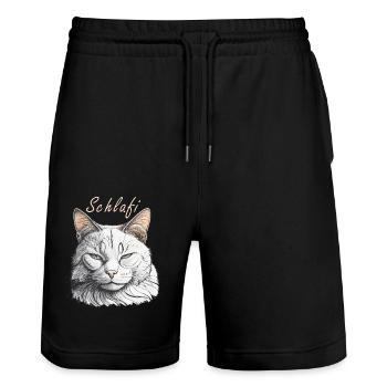 CAT Schlafi - Short de jogging bio TRAINER Stanley/Stella unisexe - noir - Devant - Nik (191cm) & Marisol (170cm)