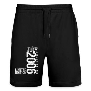Juli 2006 Juli Jubiläum Juli 2006 - Stanley/Stella Unisex Bio Joggingshorts Trainer  - Schwarz - Vorne - Nik (191cm) & Marisol (170cm)