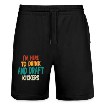 Fantasy Football Party Drink Draft Kickers Funny - Stanley/Stella Unisex Bio Joggingshorts Trainer  - Schwarz - Vorne - Nik (191cm) & Marisol (170cm)