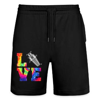 Barman Mixologue Tie Dye Love - Short de jogging bio TRAINER Stanley/Stella unisexe - noir - Devant - Nik (191cm) & Marisol (170cm)