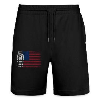 Bartender Mixologist American Flag - Stanley/Stella Trainer Unisex Organic Jogging Shorts - black - Front - Nik (191cm) & Marisol (170cm)