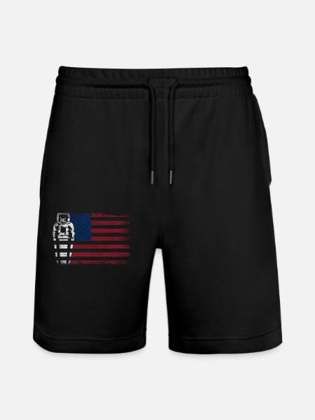 Bartender Mixologist American Flag - Stanley/Stella Trainer Unisex Organic Jogging Shorts - black