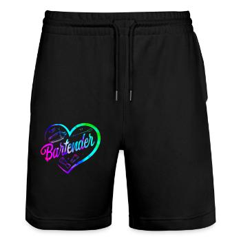 Bartender Mixologist Heart - Stanley/Stella Unisex Bio Joggingshorts Trainer  - Schwarz - Vorne - Nik (191cm) & Marisol (170cm)
