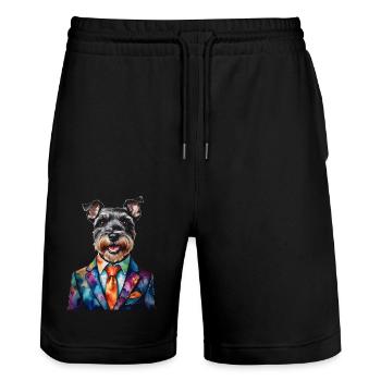 Miniature Schnauzer Costume Chien Drôle Animal Design Imprimer - Short de jogging bio TRAINER Stanley/Stella unisexe - noir - Devant - Nik (191cm) & Marisol (170cm)