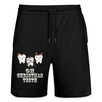 Dentist Christmas Dental Hygienist Gift Xmas Teeth - Stanley/Stella Unisex Bio Joggingshorts Trainer  - Schwarz - Vorne - Nik (191cm) & Marisol (170cm)