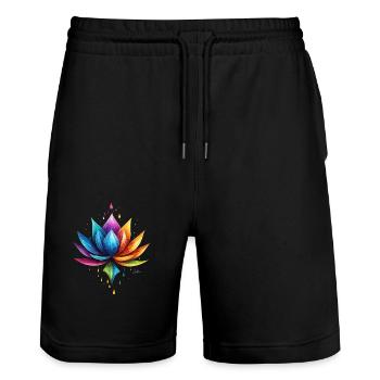Lotus multicolore - Short de jogging bio TRAINER Stanley/Stella unisexe - noir - Devant - Nik (191cm) & Marisol (170cm)