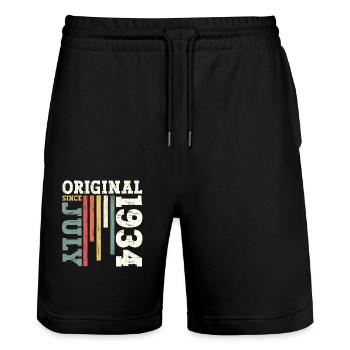 90th Birthday Original July 1934 Born 1934 - Stanley/Stella Trainer Unisex Organic Jogging Shorts - black - Front - Nik (191cm) & Marisol (170cm)