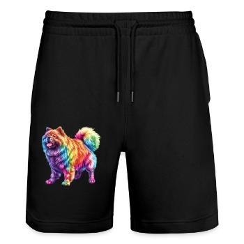 Bunter Chow Chow Hund Rasse Kunstwerk - Stanley/Stella Unisex Bio Joggingshorts Trainer  - Schwarz - Vorne - Nik (191cm) & Marisol (170cm)