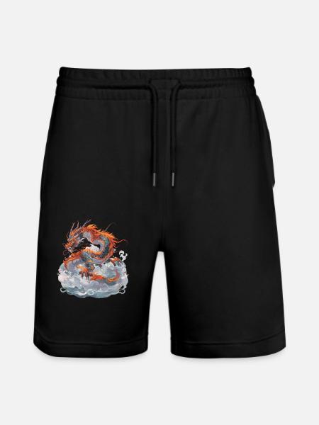 Drache Drachen Fabeltier Märchen - Stanley/Stella Unisex Bio Joggingshorts Trainer  - Schwarz