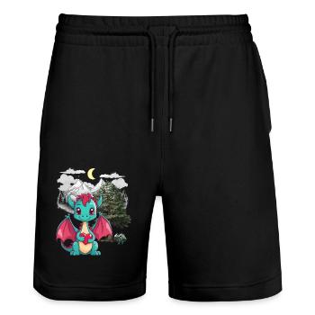Dragon du Tyrol Dragon Montagnes du Tyrol Montagnes Enfant - Short de jogging bio TRAINER Stanley/Stella unisexe - noir - Devant - Nik (191cm) & Marisol (170cm)
