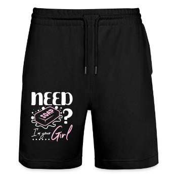 Need soap? I'm your girl - Stanley/Stella Unisex Bio Joggingshorts Trainer  - Schwarz - Vorne - Nik (191cm) & Marisol (170cm)
