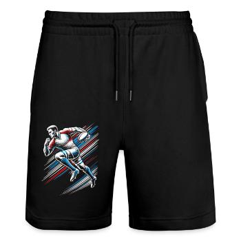 Maillot de fan de rugby - Short de jogging bio TRAINER Stanley/Stella unisexe - noir - Devant - Nik (191cm) & Marisol (170cm)