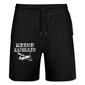 FLUGZEUG KEINE KAPRIOLEN - Stanley/Stella Unisex Bio Joggingshorts Trainer  - Schwarz - Vorne - Nik (191cm) & Marisol (170cm)