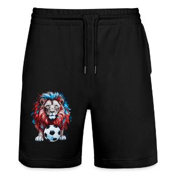 Lion Football Colorful Czech Republic Animal Design Print - Stanley/Stella Trainer Unisex Organic Jogging Shorts - black - Front - Nik (191cm) & Marisol (170cm)