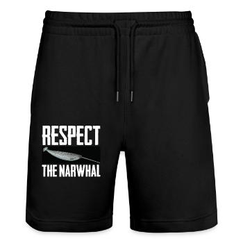 Respect The Narwhal Photo Funny Sea Whale Narwhale - Stanley/Stella Trainer Unisex Organic Jogging Shorts - black - Front - Nik (191cm) & Marisol (170cm)