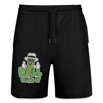 Gurke Witz Dill Damit Lustiges Design - Stanley/Stella Unisex Bio Joggingshorts Trainer  - Schwarz - Vorne - Nik (191cm) & Marisol (170cm)