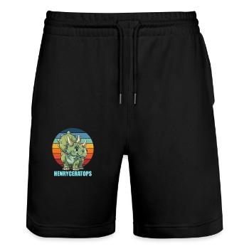 Henryceratops Gift Idea for Henry - Stanley/Stella Trainer Unisex Organic Jogging Shorts - black - Front - Nik (191cm) & Marisol (170cm)
