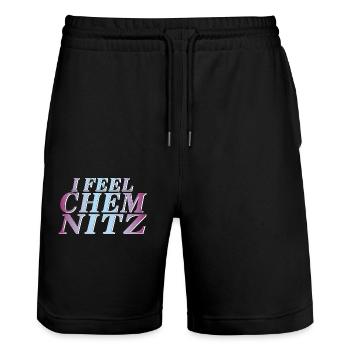 I FEEL CHEMNITZ - Stanley/Stella Trainer Unisex Organic Jogging Shorts - black - Front - Nik (191cm) & Marisol (170cm)