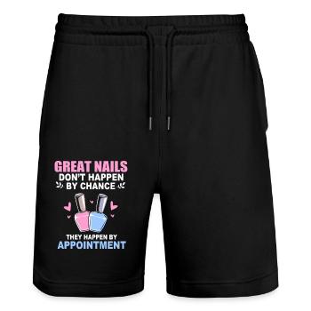 Nail designer nail cosmetics beautician - Stanley/Stella Trainer Unisex Organic Jogging Shorts - black - Front - Nik (191cm) & Marisol (170cm)