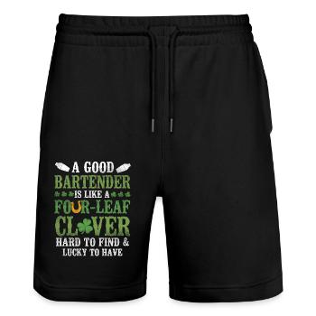 Bartender Mixologist St Patricks - Stanley/Stella Unisex Bio Joggingshorts Trainer  - Schwarz - Vorne - Nik (191cm) & Marisol (170cm)