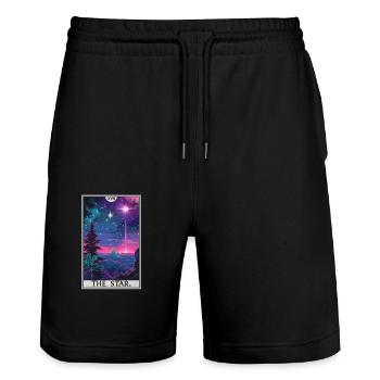 Tarotkarten Tarotkarte The Star Der Stern - Stanley/Stella Unisex Bio Joggingshorts Trainer  - Schwarz - Vorne - Nik (191cm) & Marisol (170cm)