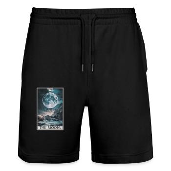Tarotkarten Tarotkarte The Moon Der Mond - Stanley/Stella Unisex Bio Joggingshorts Trainer  - Schwarz - Vorne - Nik (191cm) & Marisol (170cm)