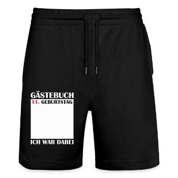 11th Birthday Girl 11 Years Boys Gift - Stanley/Stella Trainer Unisex Organic Jogging Shorts - black - Front - Nik (191cm) & Marisol (170cm)
