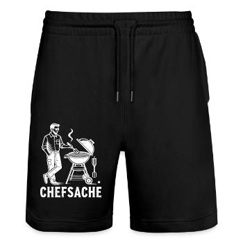 Grillen Chefsache - Stanley/Stella Unisex Bio Joggingshorts Trainer  - Schwarz - Vorne - Nik (191cm) & Marisol (170cm)