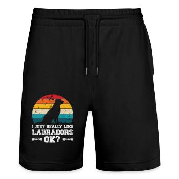 I really like labradors - Stanley/Stella Unisex Bio Joggingshorts Trainer  - Schwarz - Vorne - Nik (191cm) & Marisol (170cm)